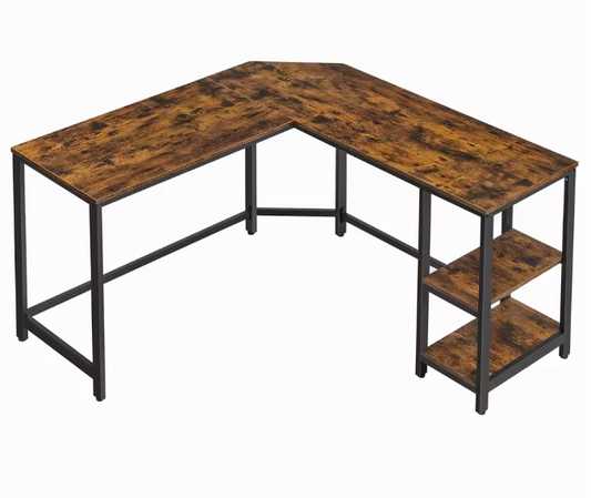 L-vormig Hoekbureau met 2 Planken – Verstelbaar & Industrieel Design