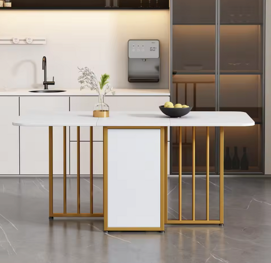 Uitschuifbare Opvouwbare Eettafel – Met Lade & Opbergruimte, Wit en Ruimtebesparend