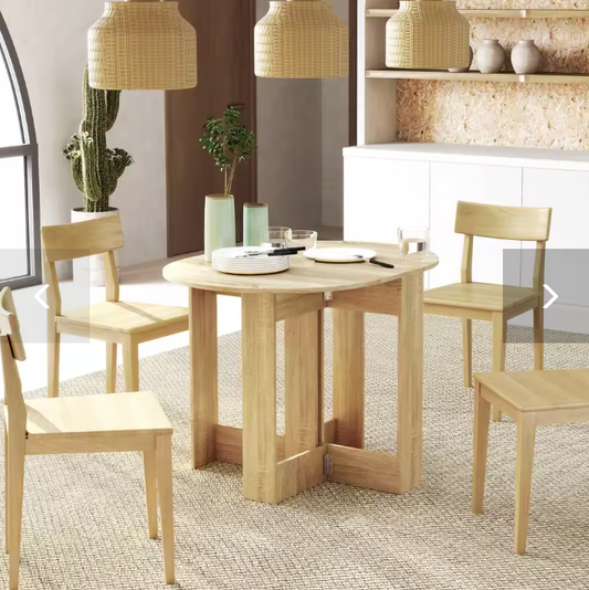 Opvouwbare Eettafel met 2 Klapbladen – Compact en Functioneel, Eiken