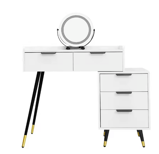 Kaptafel met Spiegel en LED-Verlichting – Luxe & Functioneel Ontwerp, Wit