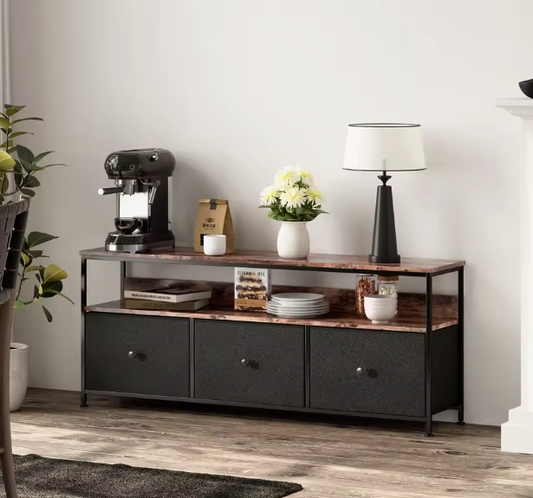 TV-Meubel met Stoffen Lades – LED-Verlichting & Verstelbare Poten, 108 cm