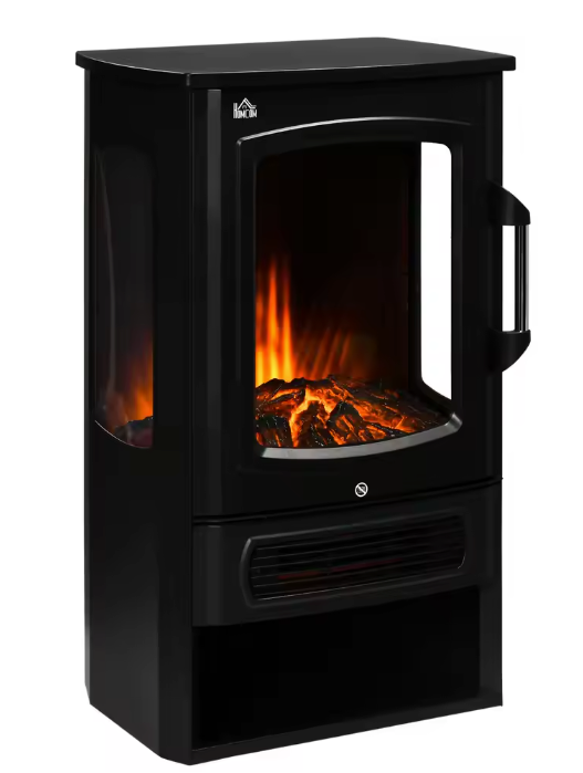 Staande elektrische haard met LED-vlam en 2 warmtestanden