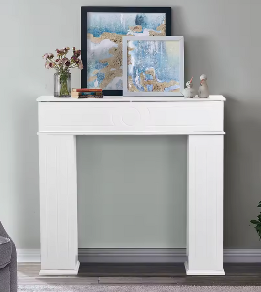 Decoratieve witte kerst open haard met opbergruimte – 107 cm