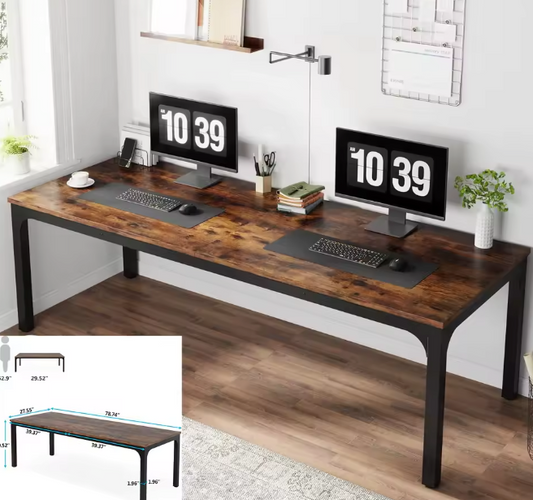Lang computerbureau 200×60 cm met 2 lades – voor 2 personen