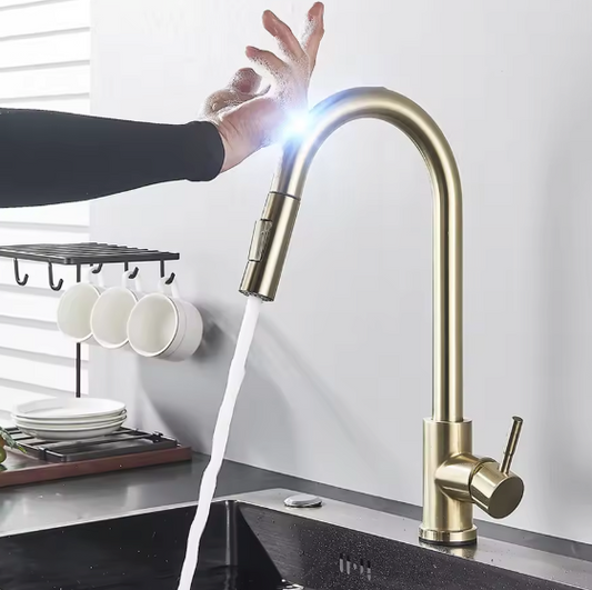 Zwarte Uittrekbare Keukenkraan met Aanraaksensor – Modern & Functioneel