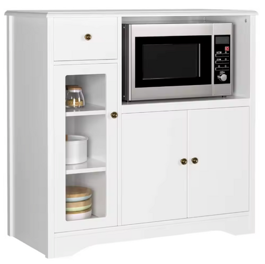 Keukenkast met Werkblad – Dressoir met Lade, 3 Deuren & Magnetronplank