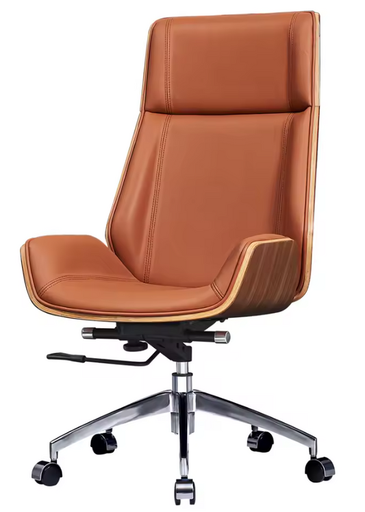 Luxe Bureaustoel van Echt Leer – Ergonomisch & Verstelbaar