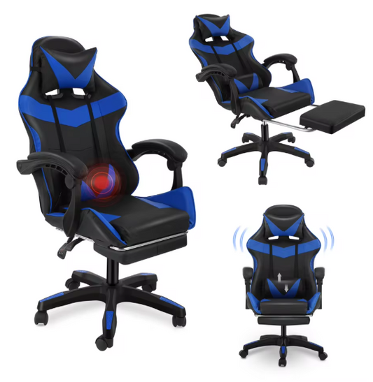 Massage Gamingstoel – Verstelbaar met Voetsteun & Lendensteun