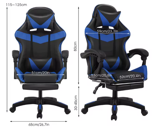 Massage Gamingstoel – Verstelbaar met Voetsteun & Lendensteun