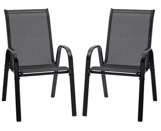 Set van 2 Stapelbare Tuinstoelen – Ademend Textileen & Metaal
