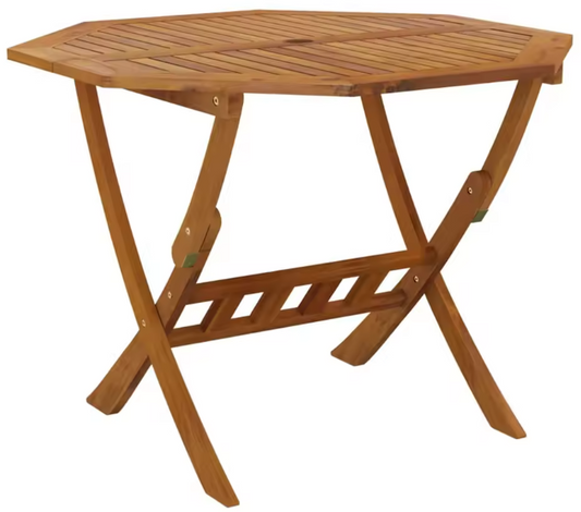 Opvouwbare Ronde Tuintafel – Massief Acaciahout met Parasolgat