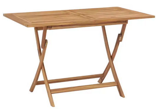 Opvouwbare Teakhouten Tuintafel 120x70 cm – Massief Hout & Parasolgat, Voor Buiten