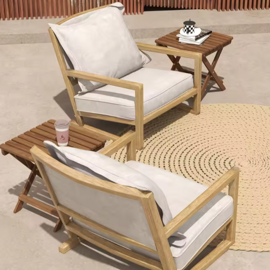 Set van 2 Opvouwbare Acaciahouten Buitentafels – 45x45x45 cm, Compact en Weerbestendig