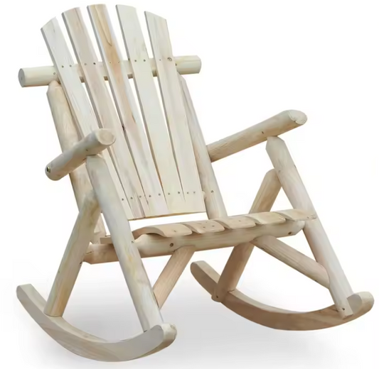 Tuinschommelstoel van Hout – Comfortabele Fauteuil met Hoge Rugleuning, Voor Binnen & Buiten