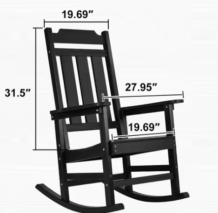 Outdoor Schommelstoel met Hoge Rug – Zwarte HIPS Fauteuil voor Tuin & Veranda