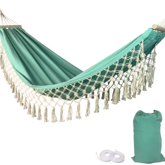 Canvas Outdoor Schommelhangmat – 200×100 cm, Anti-Rollover & Opvouwbaar voor Tuin of Camping