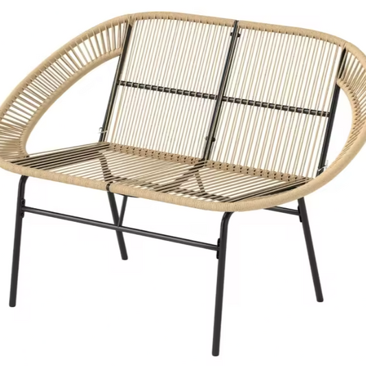 2-Zits Tuinbank van Rotan met Rugleuning – Acapulco Stijl, Weerbestendig & Comfortabel Ontwerp