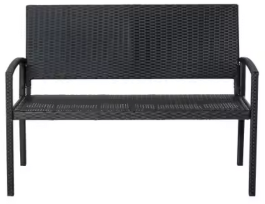 2-Zits Tuinbank van Polyrattan – Weerbestendig & UV-Bestendig, Met Stalen Frame en Rugleuning, 122 cm Breed