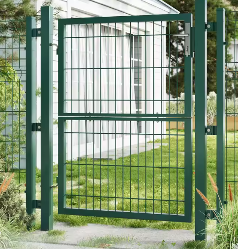 Afsluitbare Tuinpoort van Gegalvaniseerd Staal – Inclusief Palen, Slot en Sleutels, Roestbestendig en Weerbestendig, Grijs/Groen