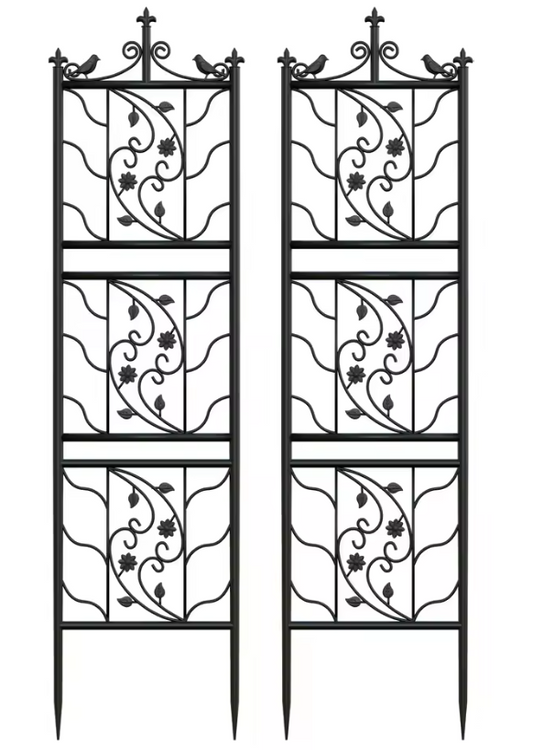 Set van 2 Metalen Klimrekken voor Planten – Zwarte Tuinspalies van 195 cm Hoog, Ideaal als Tuinafscheiding of Klimsteun