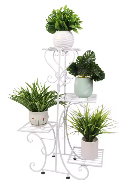 Metalen Plantenstandaard met 4 Lagen – Voor Binnen & Buiten, Sterk en Ruimtebesparend