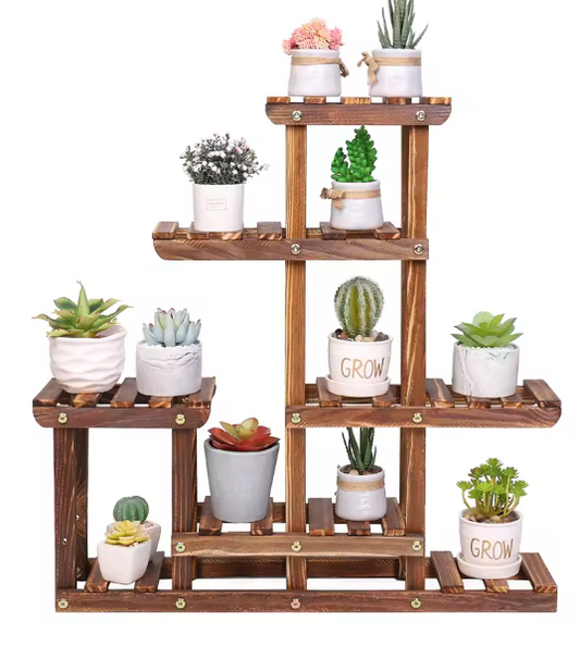 Plantenstandaard van Grenenhout – Compact Displayrek voor Binnen & Buiten, 3-Laags, 60x11,5x61,5 cm