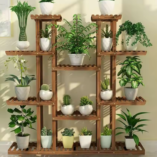 Meerlagige Houten Plantenstandaard – 16 Planken, 116 cm Hoog, Voor Binnen & Buiten