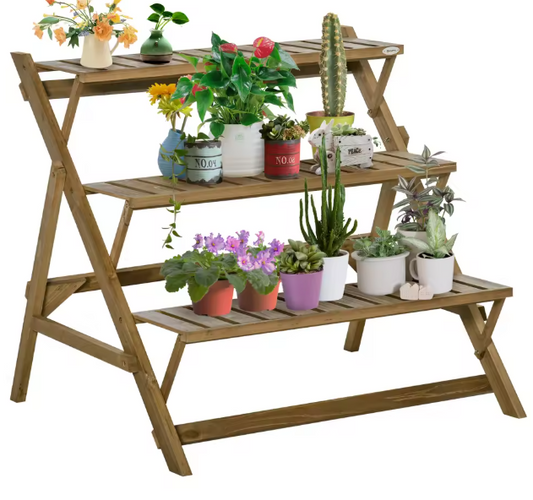 Opvouwbare Houten Plantenstandaard – 3 Niveaus, 101x83x88 cm