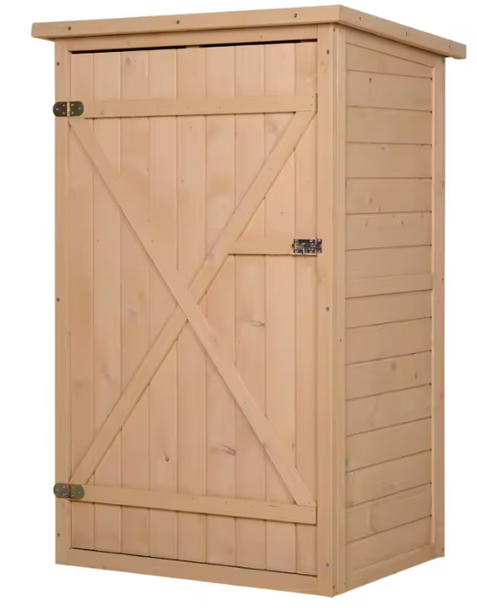 Weerbestendige Houten Tuinkast – Compacte Buitenopslag met Schuin Dak & Vergrendelbare Deur