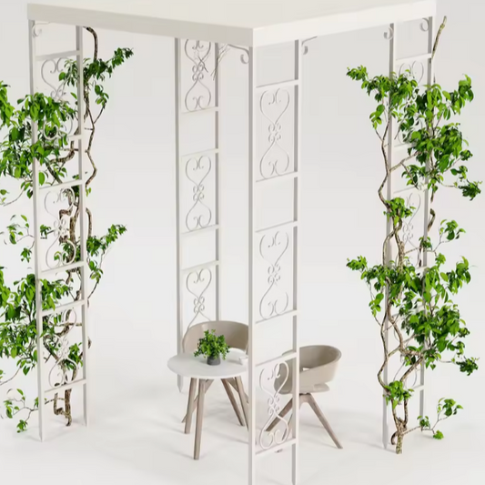 Metalen Tuinpergola met Luifel – 180×180×270 cm, Herbruikbare Bruiloftsboog met Waterdichte Overkapping