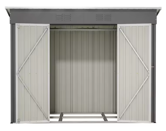 Bruine Weerbestendige Tuinschuur – Gegalvaniseerd Staal, Waterdicht en Roestvrij, Inclusief Metalen Basis, Geschikt voor Buiten, 8x4 FT