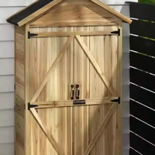 Houten Tuinschuur met Asfaltdak – 3 Verdiepingen, Waterdicht en Weerbestendig, Voor Buitenopslag, 102x54x177 cm