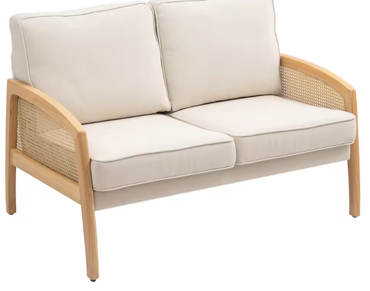 2-Zitsbank Gestoffeerd in Chenille – Belastbaarheid 240 kg, 123x75x88 cm, Beige