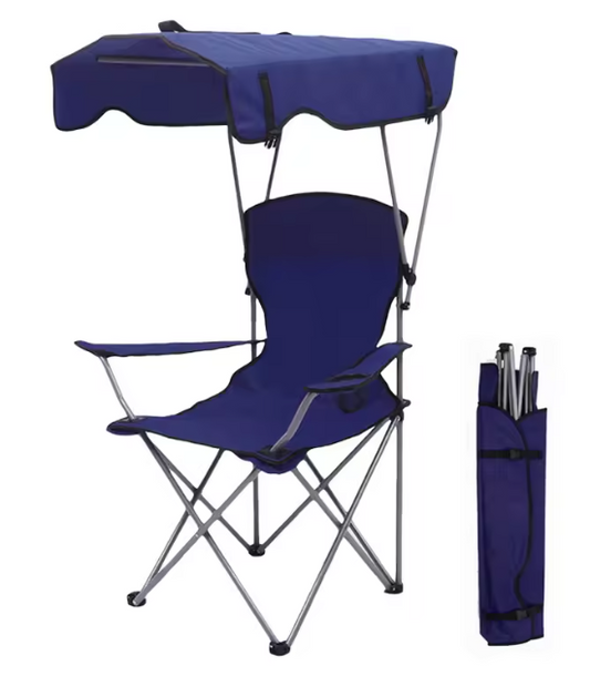 Draagbare Klapstoel – Strandstoel met Zonnescherm en Armleuningen
