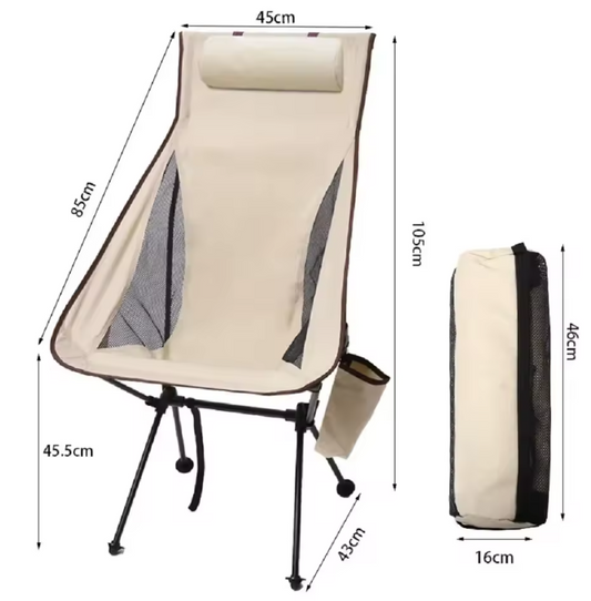 Opvouwbare Campingstoel met Hoofdsteun – Lichtgewicht Aluminium Tuinmeubilair