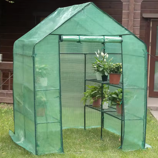 Tuinkas voor Tomaten, Bloemen en Groenten – PE Folie Tunnel met Ritssluiting, Waterdicht en Weerbestendig, 143x143x195 cm