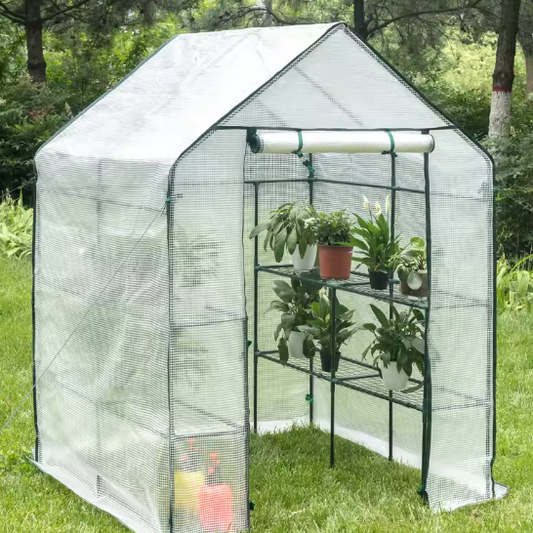 Tuinkas voor Tomaten, Bloemen en Groenten – PE Folie Tunnel met Ritssluiting, Waterdicht en Weerbestendig, 143x143x195 cm