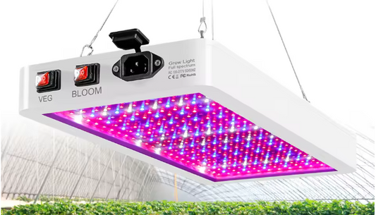 LED Groeilicht voor Kamerplanten – Volledig Spectrum, Dimbaar, 216 LEDs, Dubbele Schakelaar, Waterdichte Hanglamp voor Plantenkweek