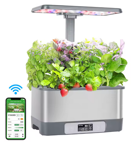 8-Gaats Smart APP-bediening Hydrocultuur Kweekset met Volledige Spectrum Verlichting – Grondloze Plantkit voor Groenten, Bloemen en Fruit