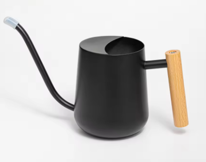 900ml Roestvrijstalen Gieter met Houten Handvat – Lange Uitloop Gieter voor Kamerplanten en Tuin