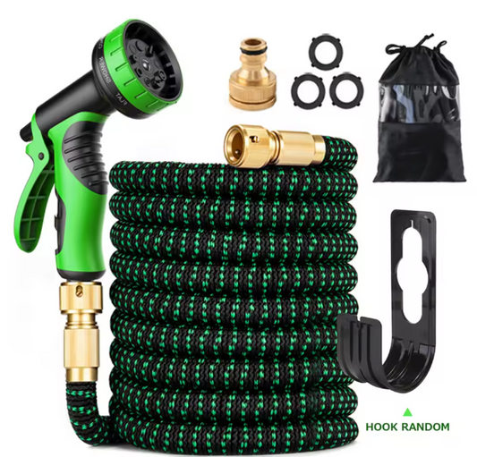 100FT Uitbreidbare Tuinslang met Hogedrukmondstuk – Messing Fittingen, Voor Tuin, Auto en Huisdierreiniging