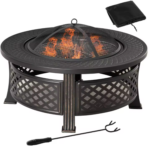 Brazier Met Deksel – Tuinhouten Vuurmand voor Buiten Verwarming en Grillen