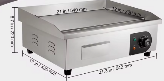 Commerciële Elektrische Bakplaat – 1600 W Roestvrijstalen Aanrecht Grill met Temperatuurregeling