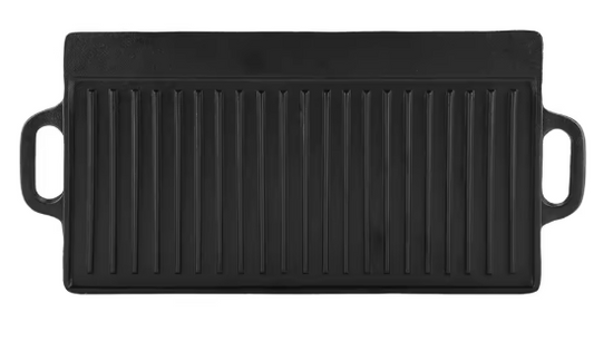 Dubbelzijdige Gietijzeren Grillplaat met Antiaanbaklaag – Geribbeld & Glad Kookoppervlak
