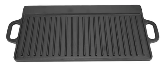 Dubbelzijdige Gietijzeren Grillplaat met Antiaanbaklaag – Geribbeld & Glad Kookoppervlak