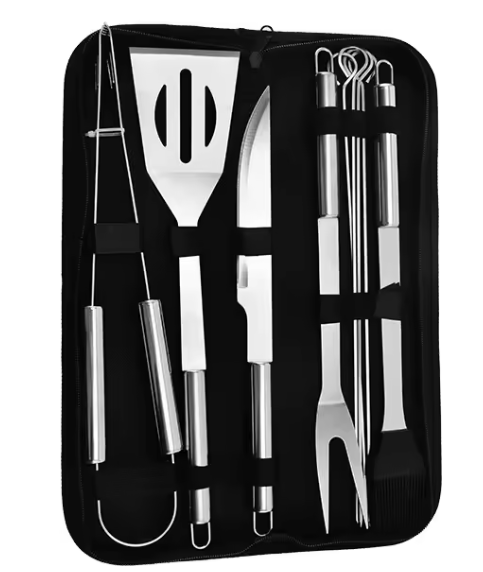 5-Delige RVS BBQ Gereedschapsset – Inclusief Draagbare Opbergtas, Ideaal voor Outdoor Koken