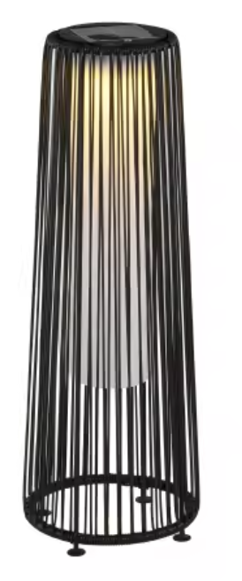 Rotan Vloerlamp op Zonne-energie – Zwarte Buitenlamp met Automatische Lichtbediening