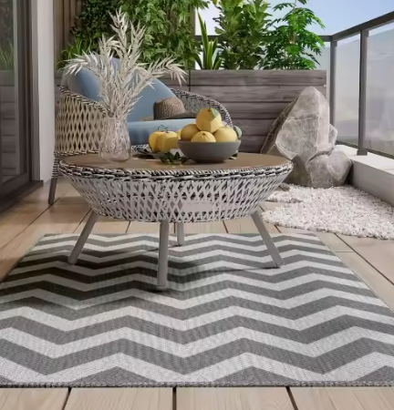 Waterdicht Buitentapijt – 121×182 cm, Lichtgrijs/Wit, Dubbelzijdig & Onderhoudsvriendelijk