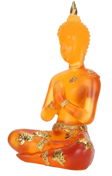 Zittend Boeddhabeeld – Transparant Hars, Feng Shui Decoratie, Geluksbeeldje voor Thuis, Kantoor en Zen-ruimtes