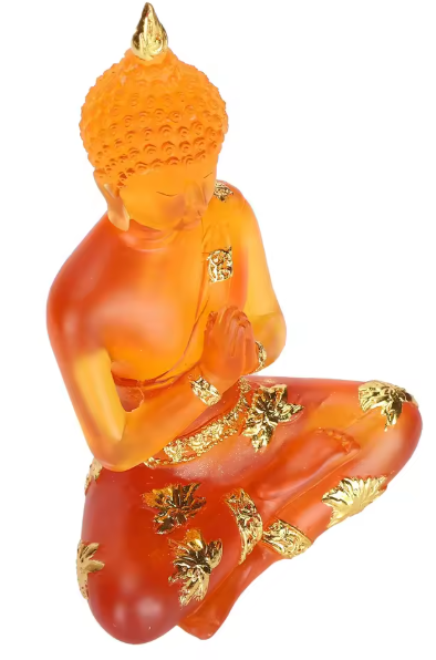 Zittend Boeddhabeeld – Transparant Hars, Feng Shui Decoratie, Geluksbeeldje voor Thuis, Kantoor en Zen-ruimtes